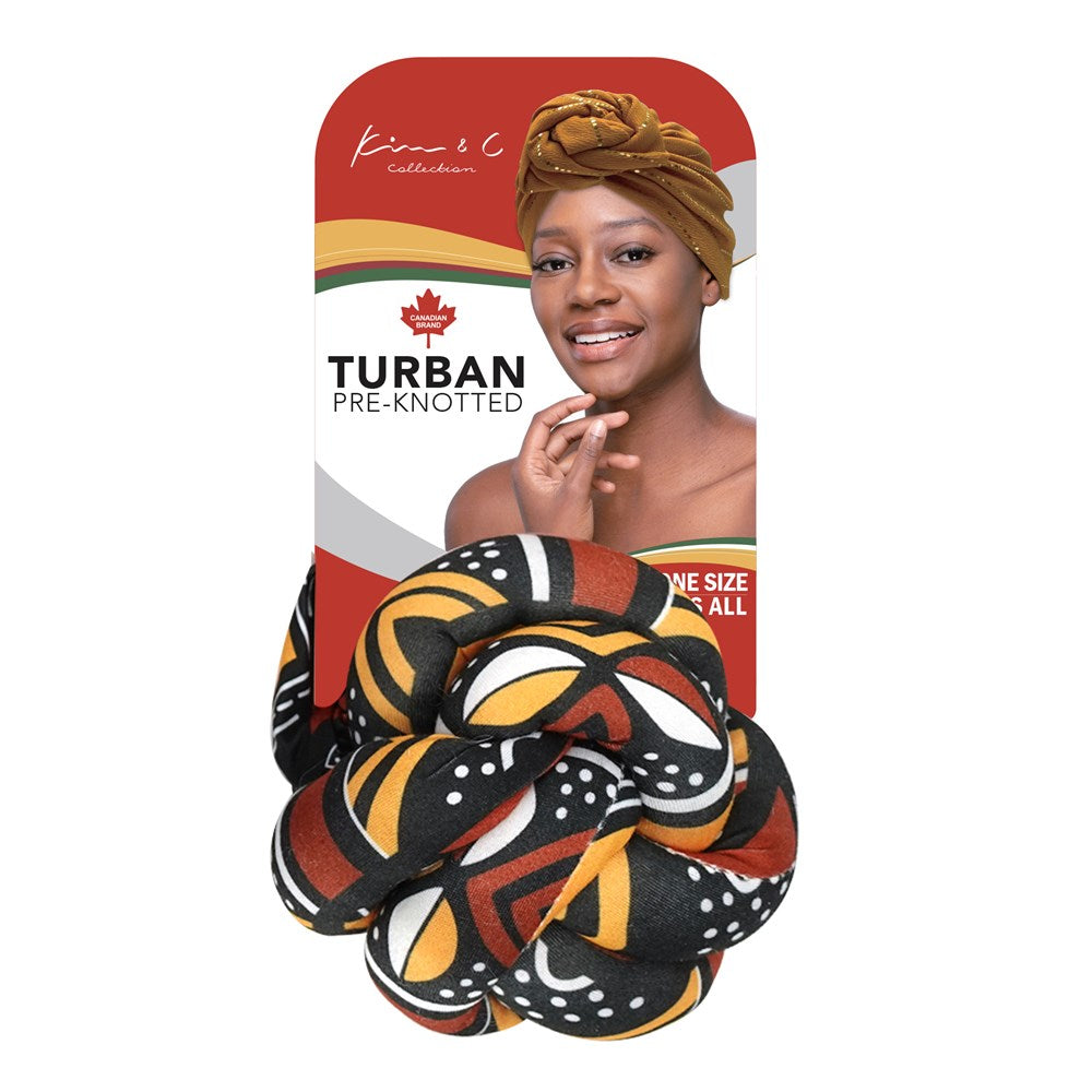 KIM & C Premium Pre-Knotted Turban with African Pattern KIM & C Premium Pre-Knotted Turban with African Pattern