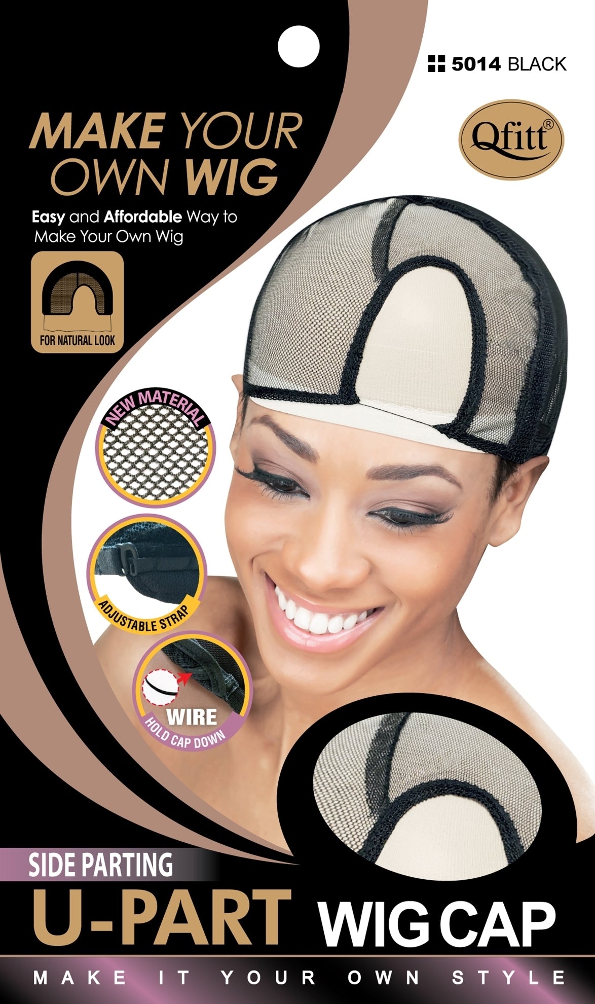 Qfitt Side Parting U Part Wig Cap 5014 Black Deluxe Beauty Supply