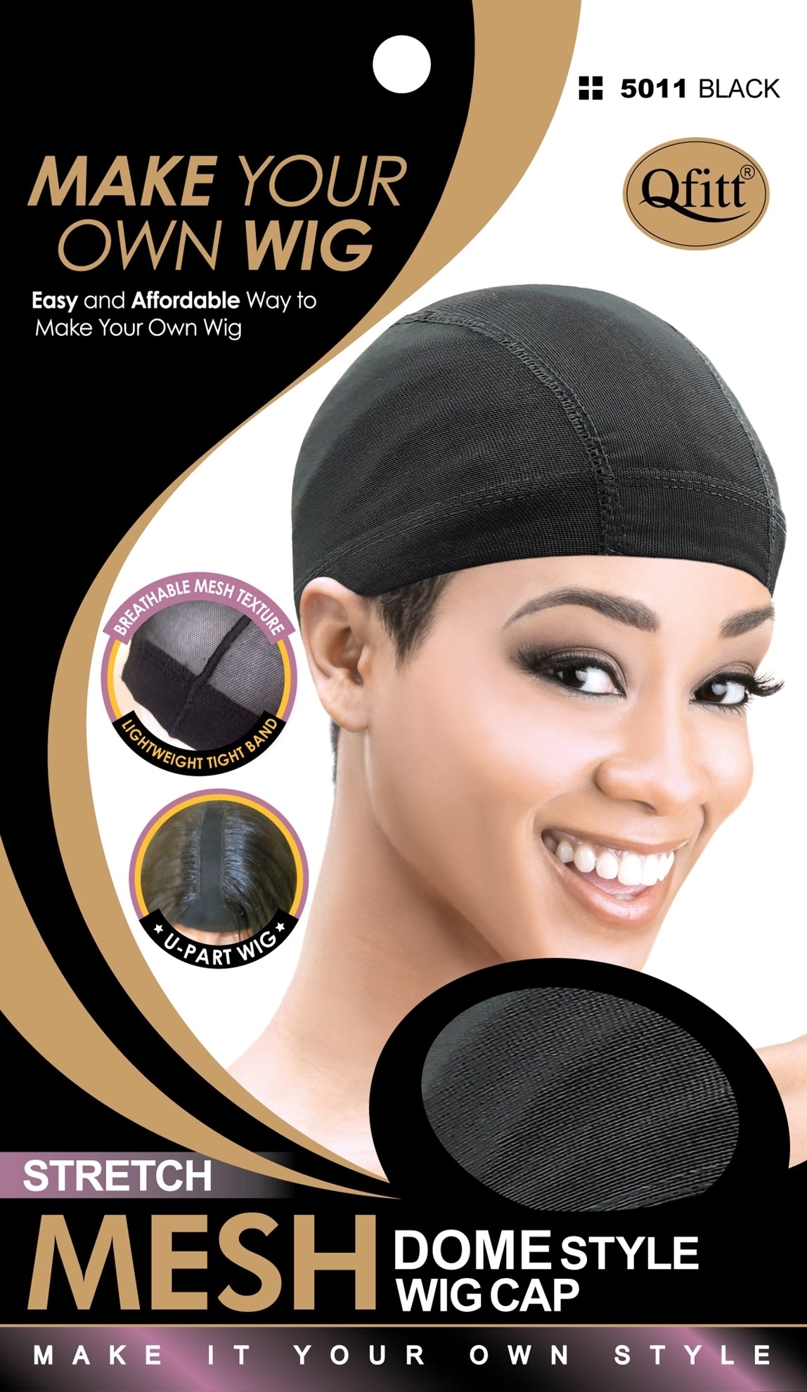 Qfitt Elastic Velvet Wig Band 2 x 11 Black