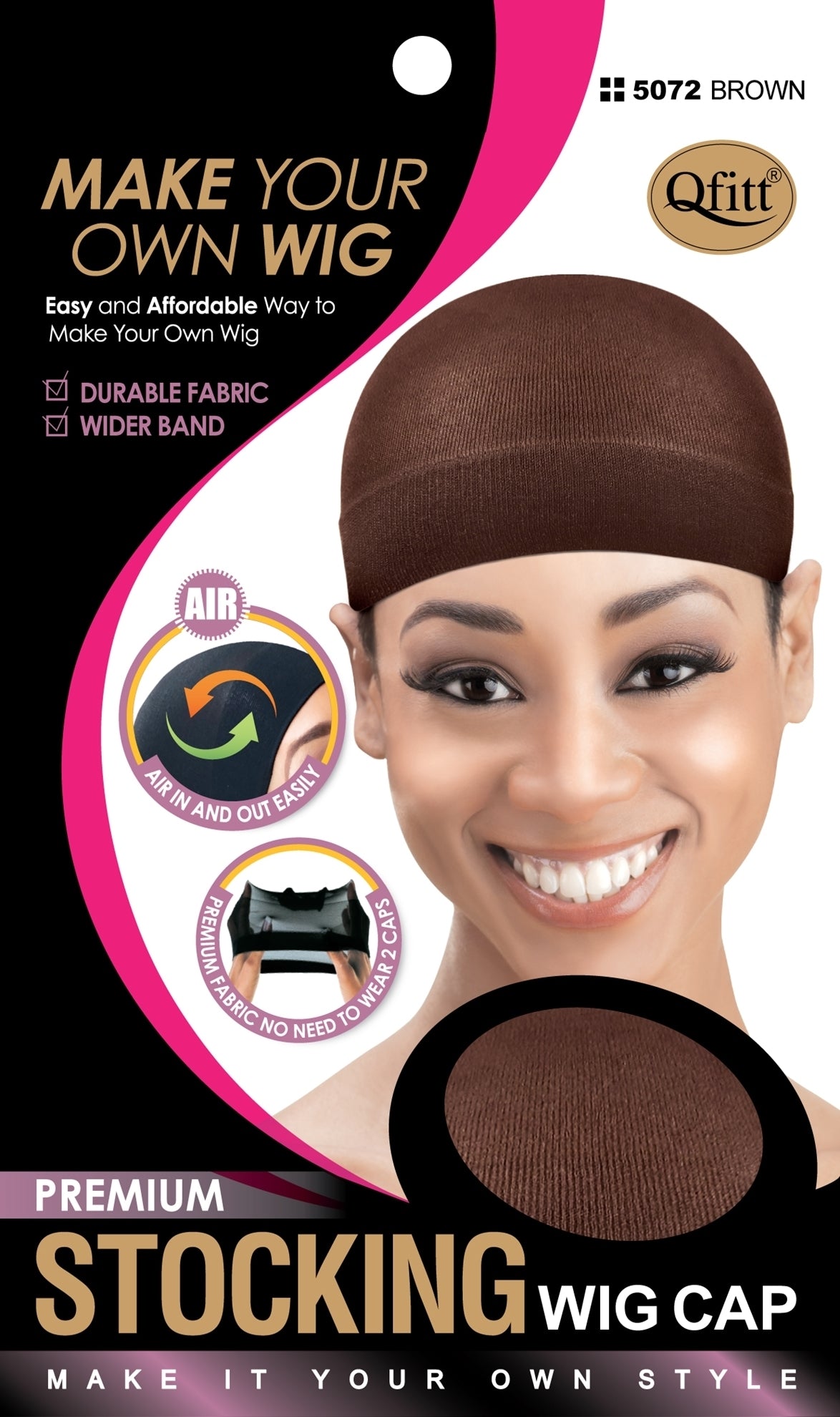 Qfitt Premium Stocking Wig Cap #5072 Brown