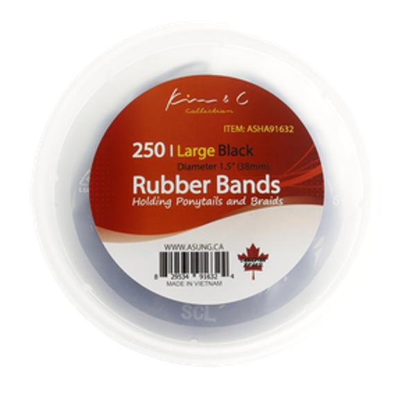 250 Rubber Large Bands Black Deluxe Beauty Supply