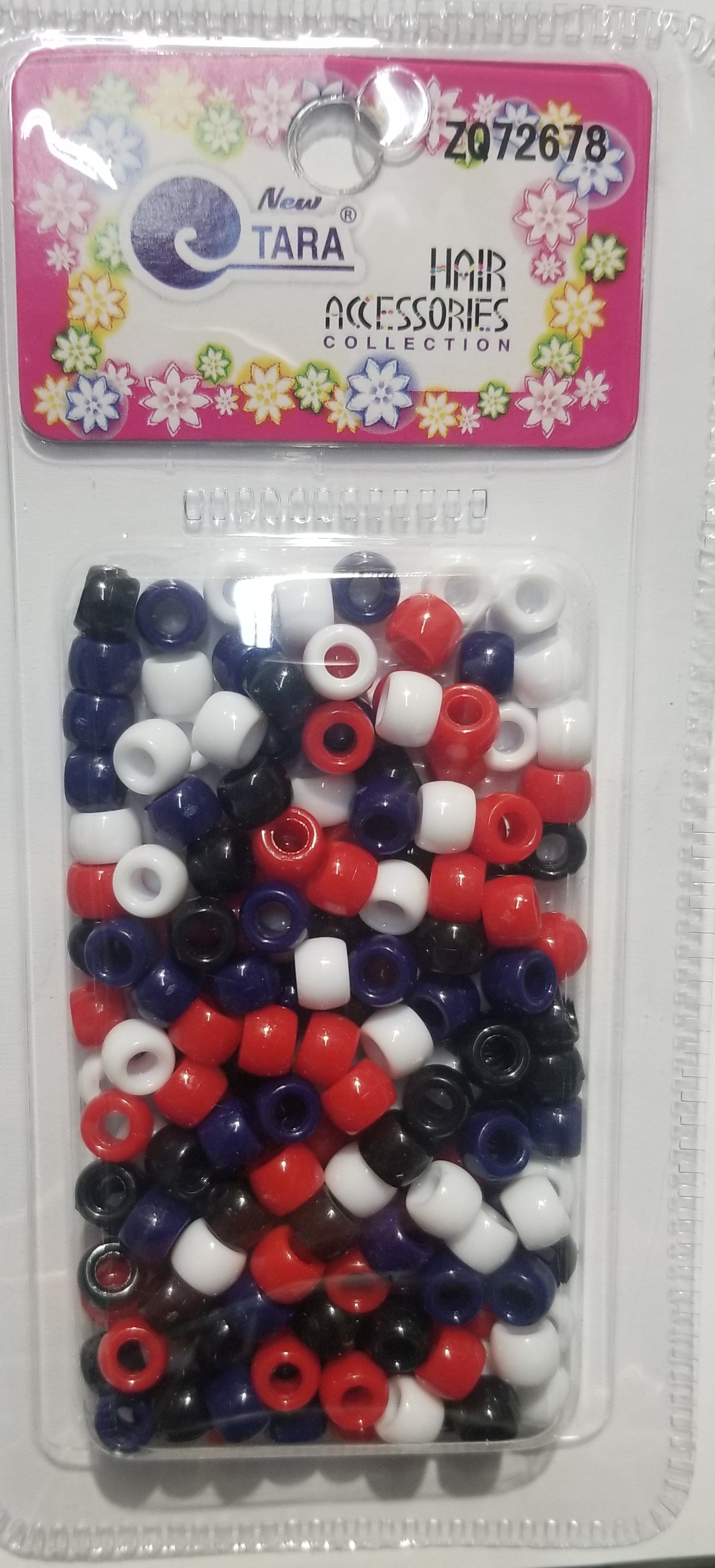 Tara Hair Beads - Red, Black, White & Blue Mix #72678