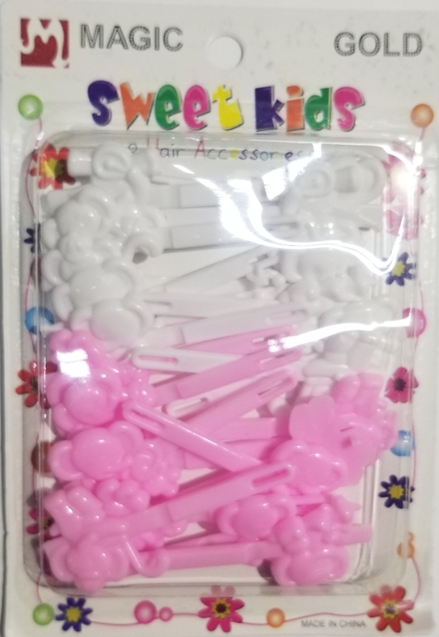 Sweet Kids Hair Barrettes - Elephants Light Pink & White #5116WPK