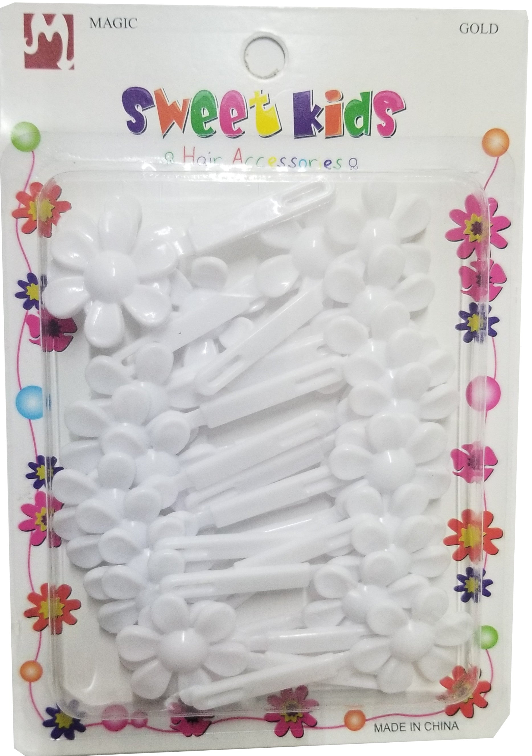 Sweet Kids Hair Barrettes - Flowers White #2020