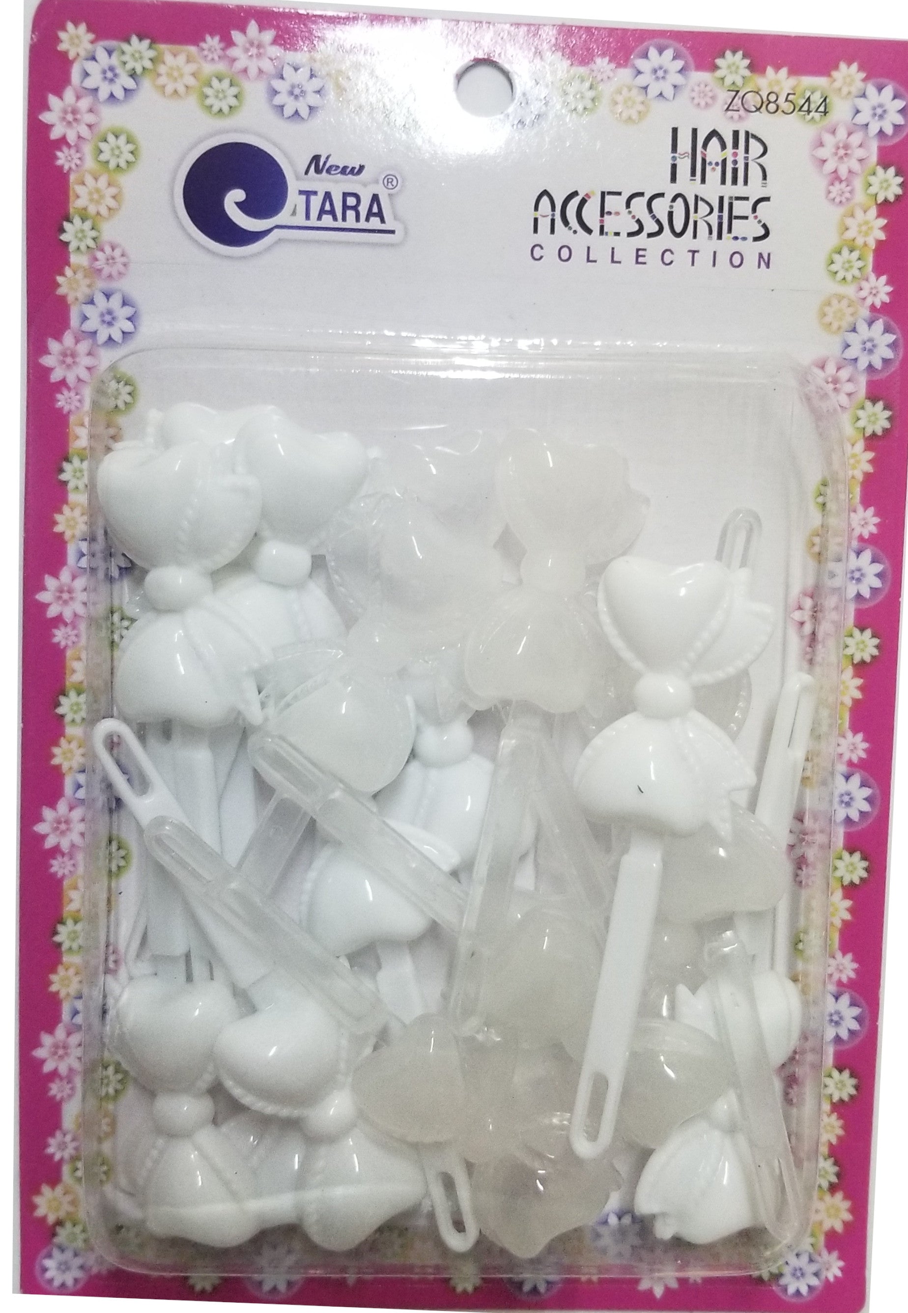 Tara Hair Barrettes - Ribbons White & Clear #ZQ8544