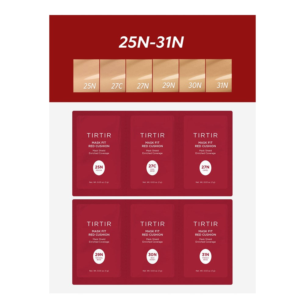 TitTir Mask Fit Red Cushion 6 Shade Trial Kit - Medium (25N-31N)