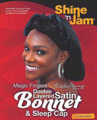 Shine 'n Jam Magic Fingers Double Layered Satin Bonnet & Sleep Cap