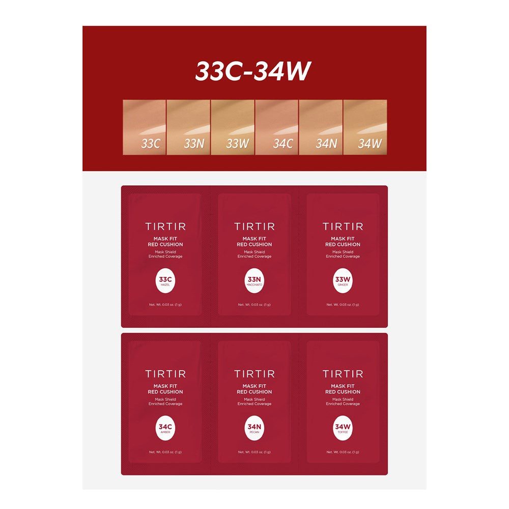 TitTir Mask Fit Red Cushion 6 Shade Trial Kit - Medium Deep (33C-34W)