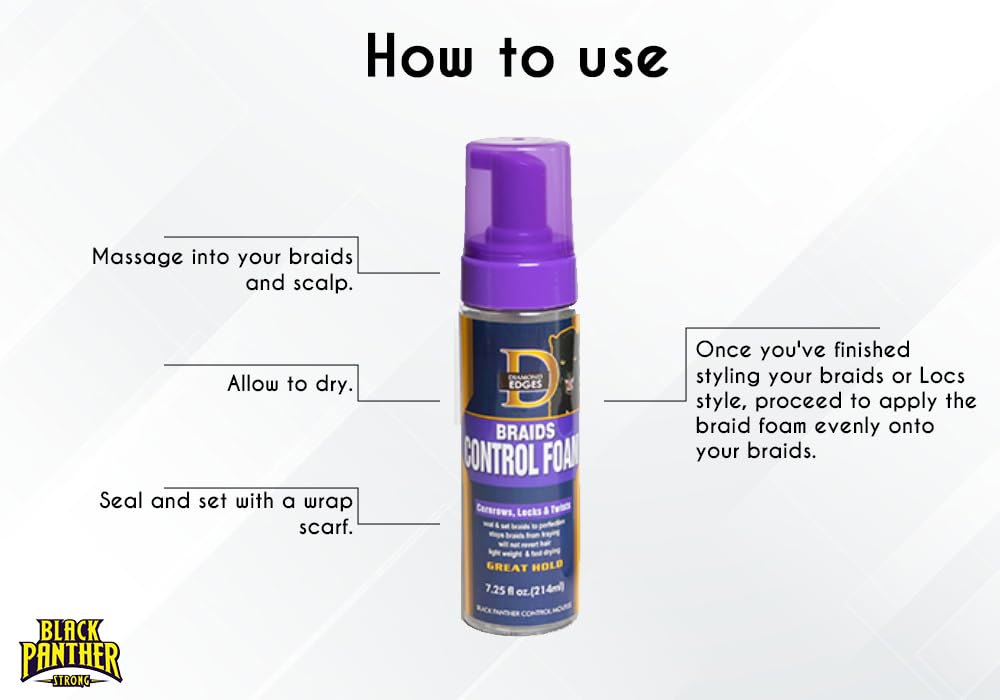 Black Panther Strong Diamond Edges Braids Control Foam Mousse