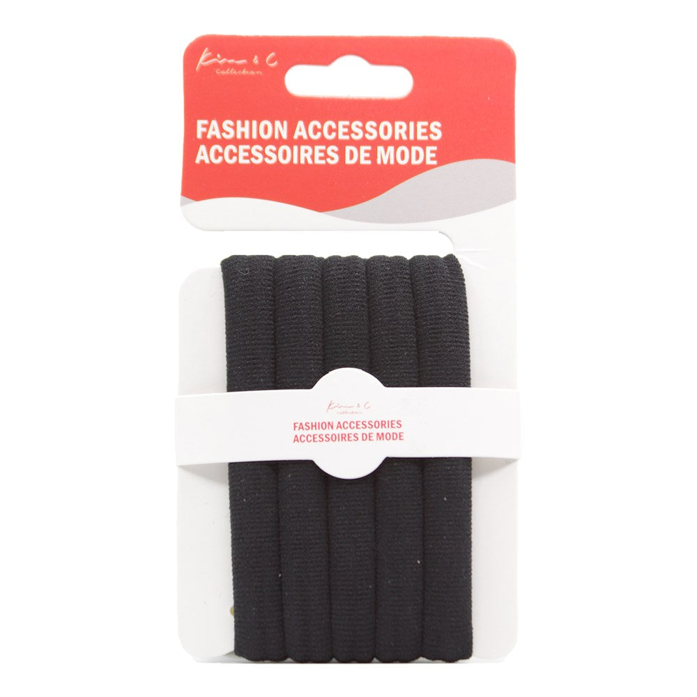 5pc Fashion Hair Pony-tailers - Black #91980