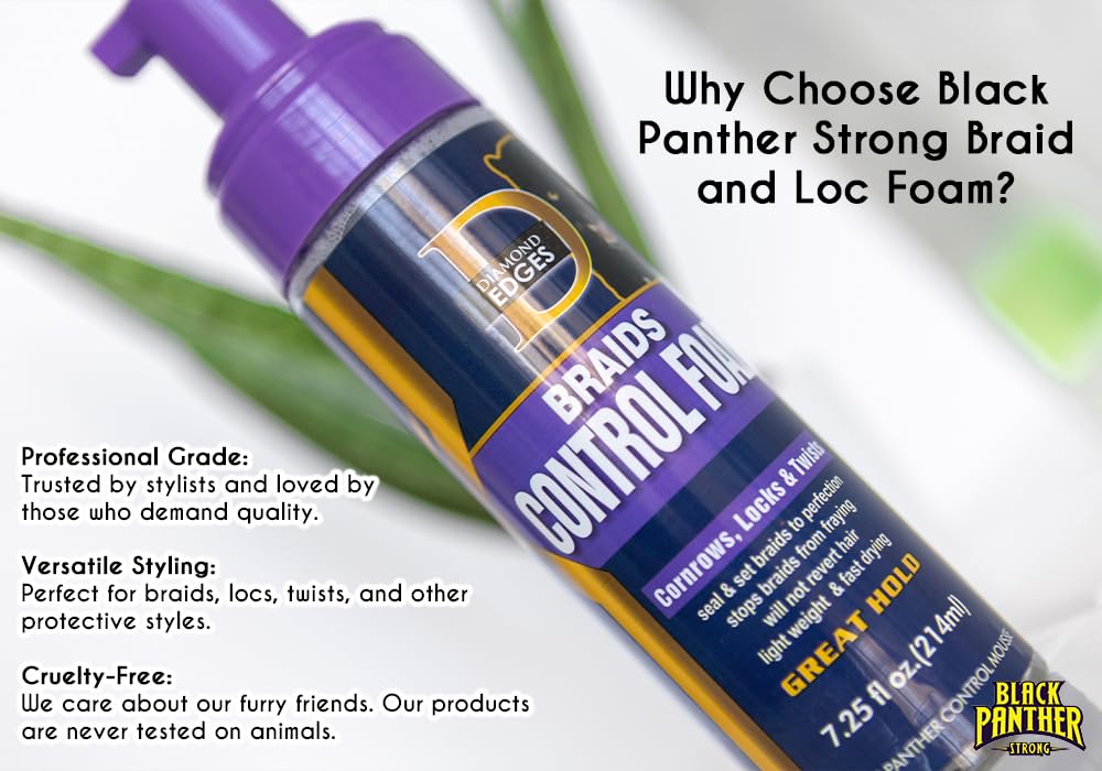 Black Panther Strong Diamond Edges Braids Control Foam Mousse