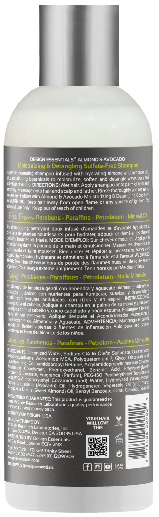 Design Essentials Almond & Avocado Moisturizing & Detangling Sulfate-Free Shampoo