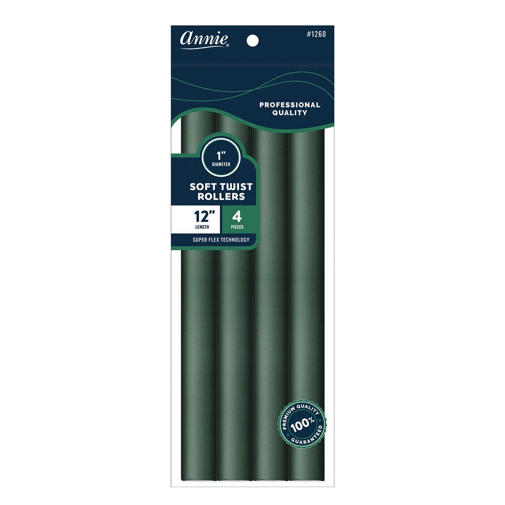 Annie 1" Soft Twist Rollers 5pcs - Green #1260