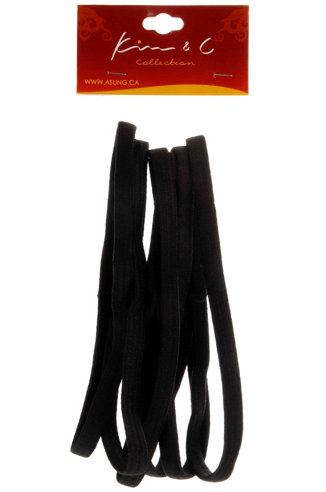 6pcs Thick & Long Elastic Headbands - Black