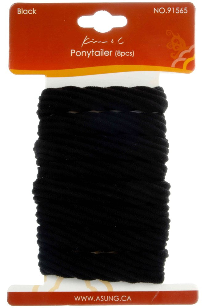 8pcs Patterned Ponytail Holders - Black