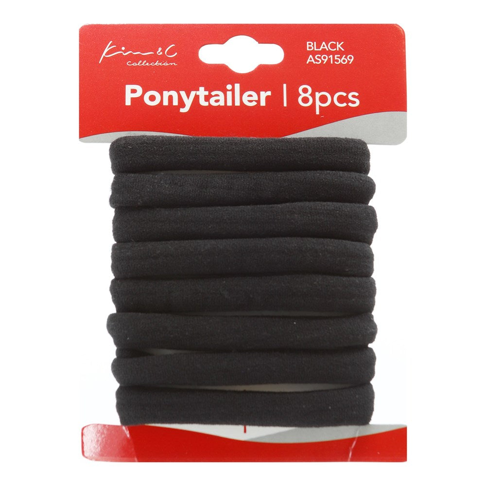 8pcs Thick Ponytail Holders - Black #91569