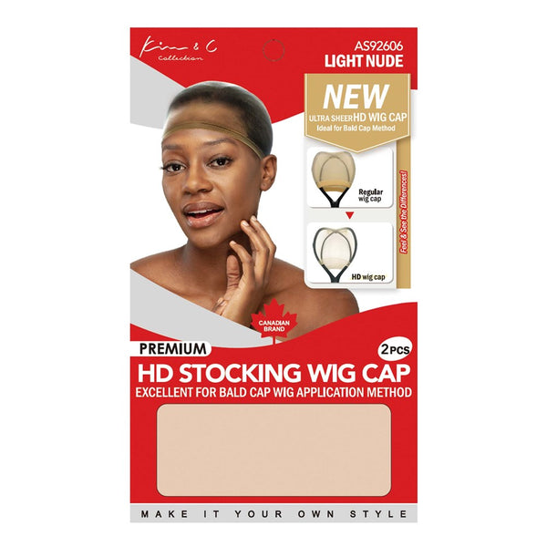 Premium Ultra Sheer HD Stocking Wig Cap 2pc #92606 Light Nude