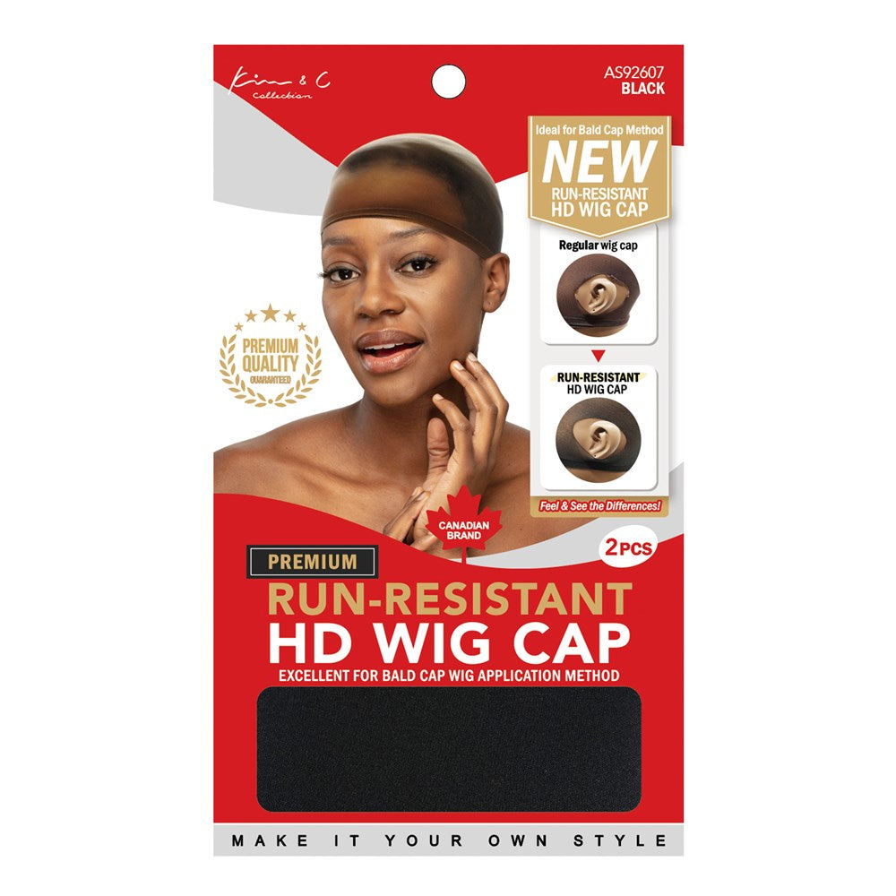 Premium Run-Resistant HD Wig Cap 2pc #92607 Black