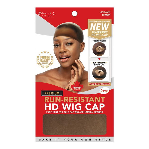 Premium Run-Resistant HD Wig Cap 2pc #92609 Brown