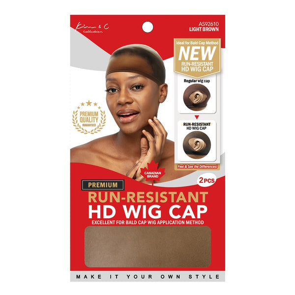 Premium Run-Resistant HD Wig Cap 2pc #92610 Light Brown