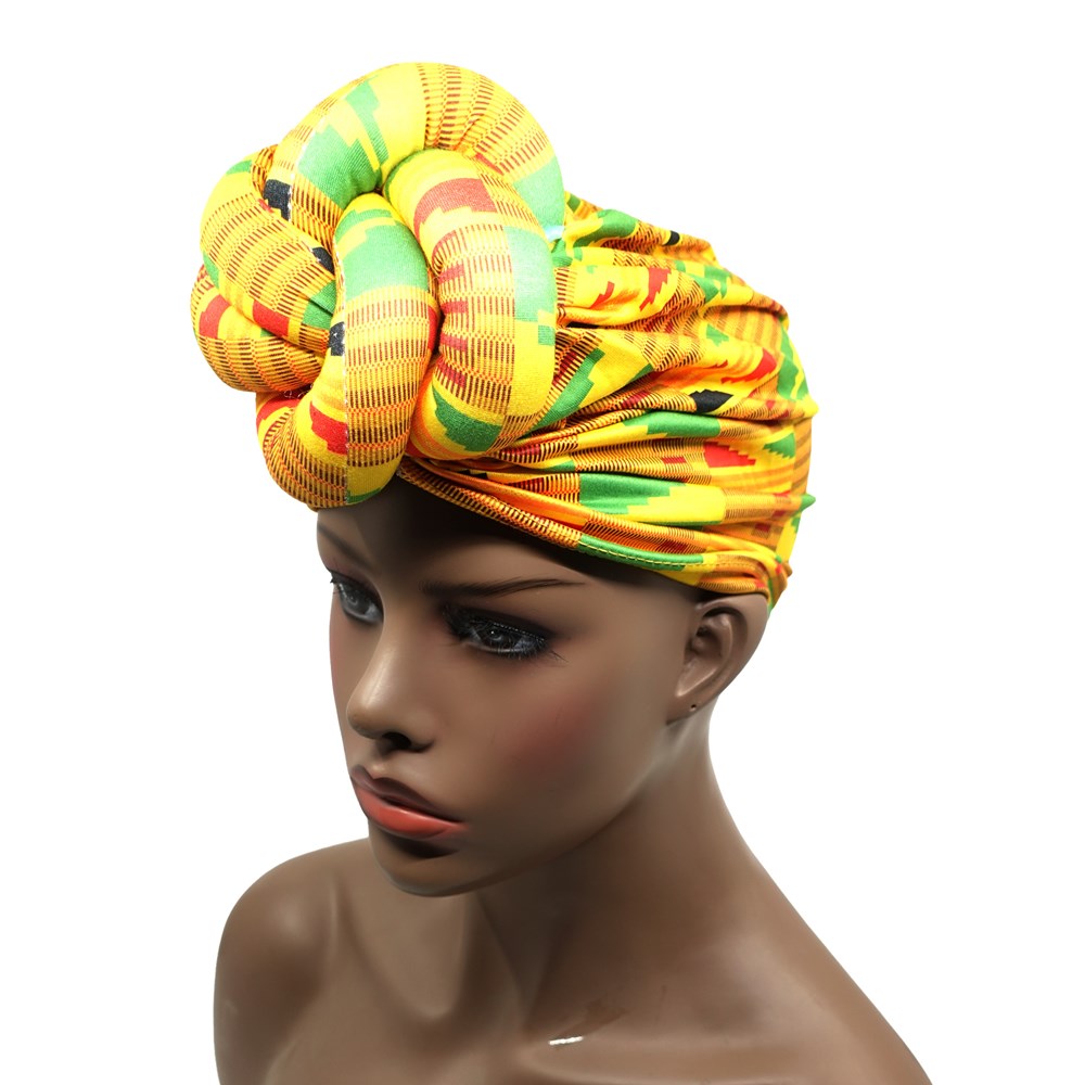 KIM & C Premium Pre-Knotted Turban with African Pattern KIM & C Premium Pre-Knotted Turban with African Pattern
