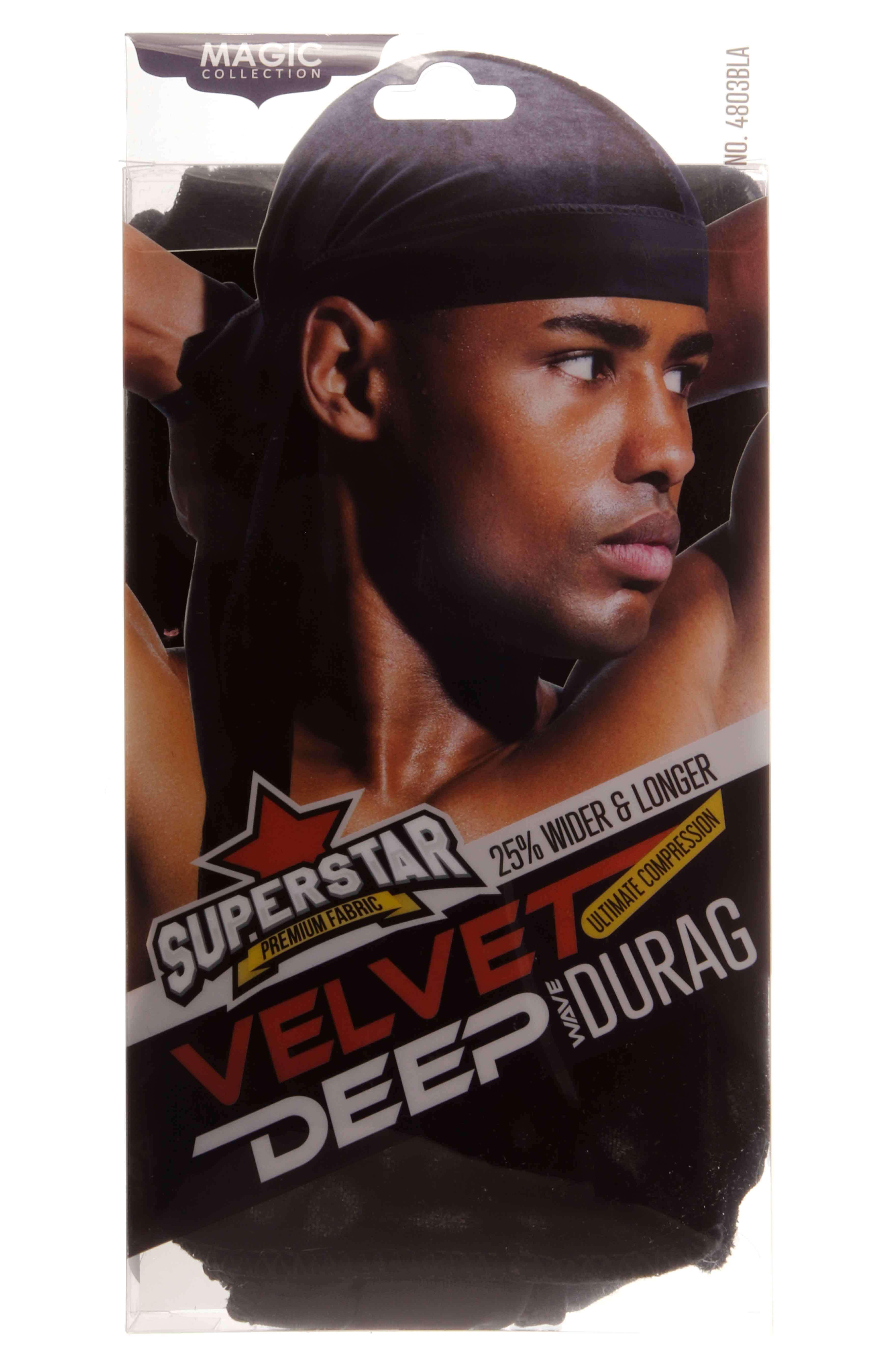 Magic Collection Velvet Durag Black #4803 Black - Deluxe Beauty Supply