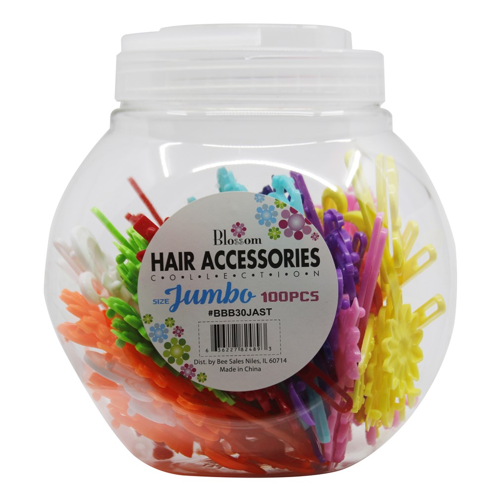 Magic Collection Jumbo Hair Barrettes Jar of 100 - Assorted #BBB30JAST