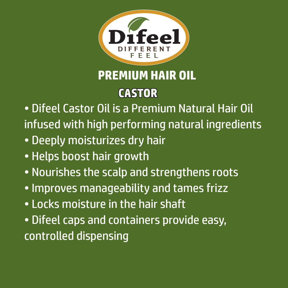 Difeel Premium Natural Hair Oil - Castor Oil 2.5oz