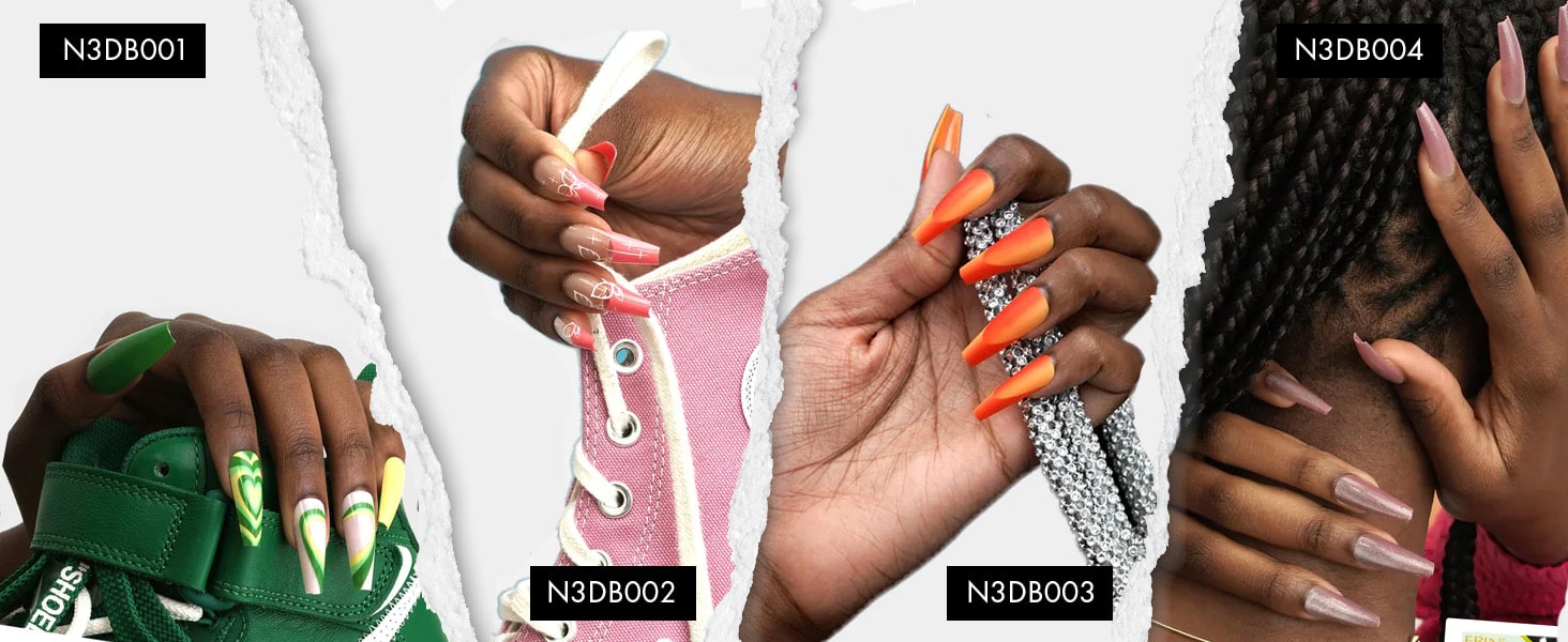 EBIN Press-On Nails Brooklyn Hottie #N3DB008 Long