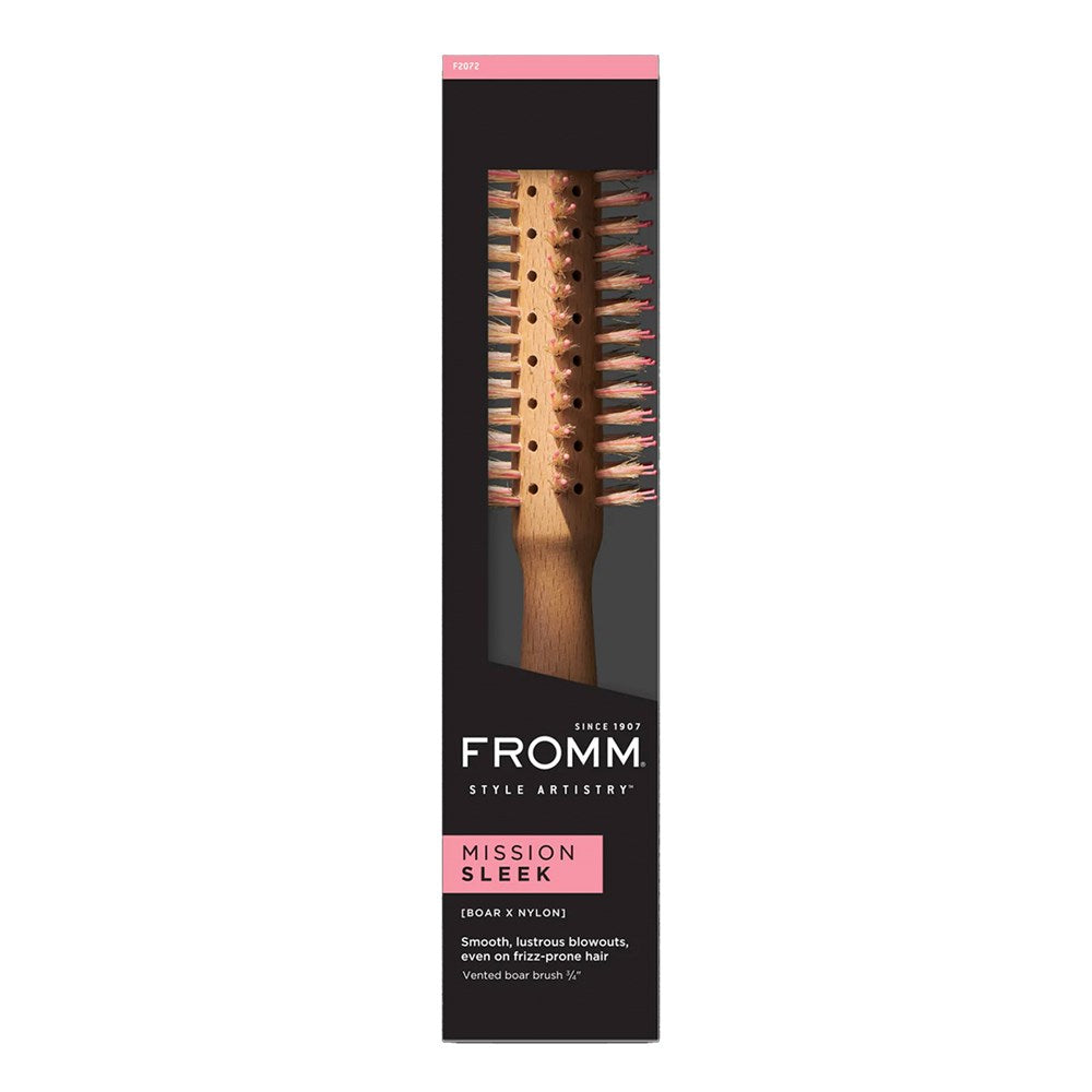 FROMM Mission Sleek Vented Round Wood Hair Brush w/Boar Bristles - 3/4"