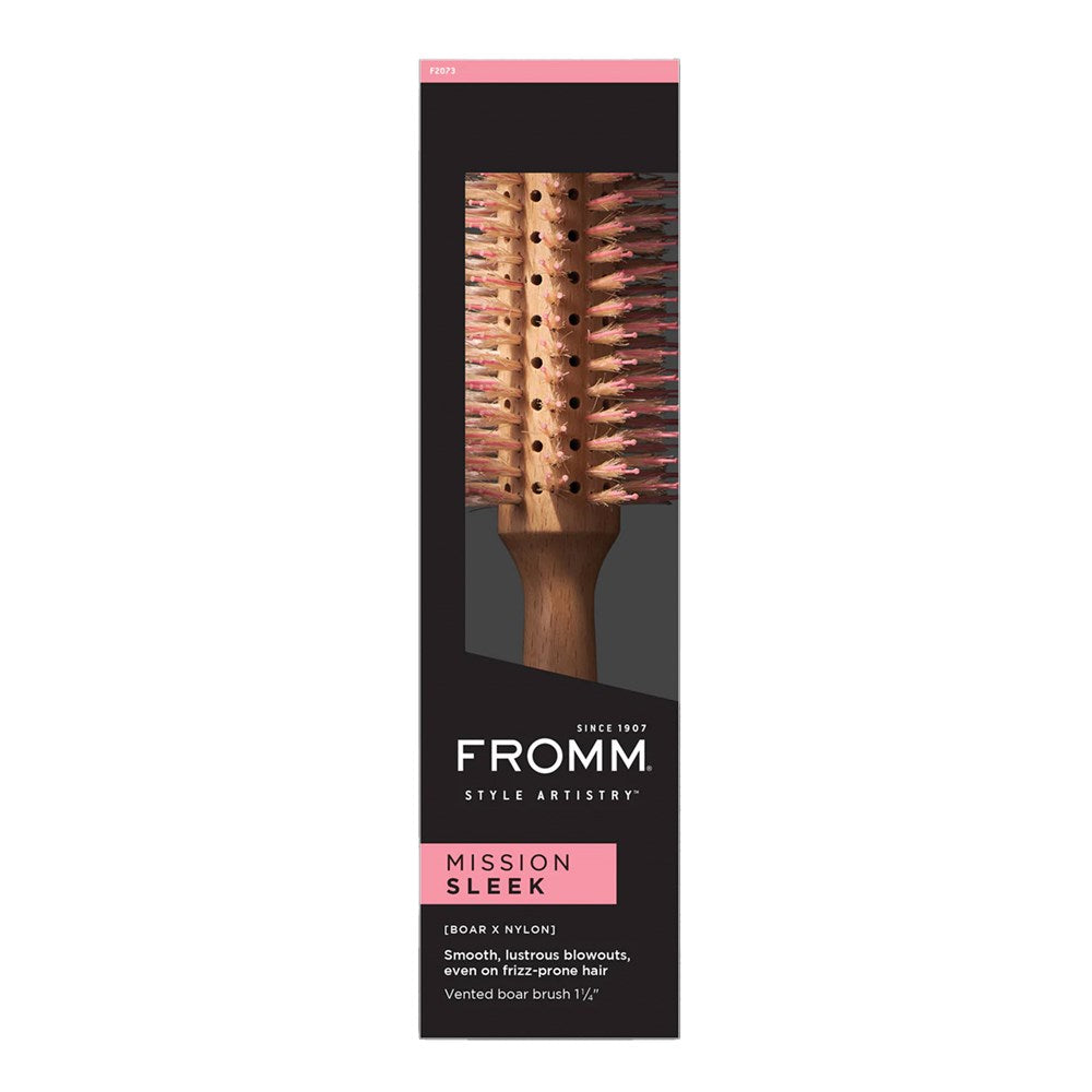 FROMM Mission Sleek Vented Round Wood Hair Brush w/Boar Bristles - 1 1/4"