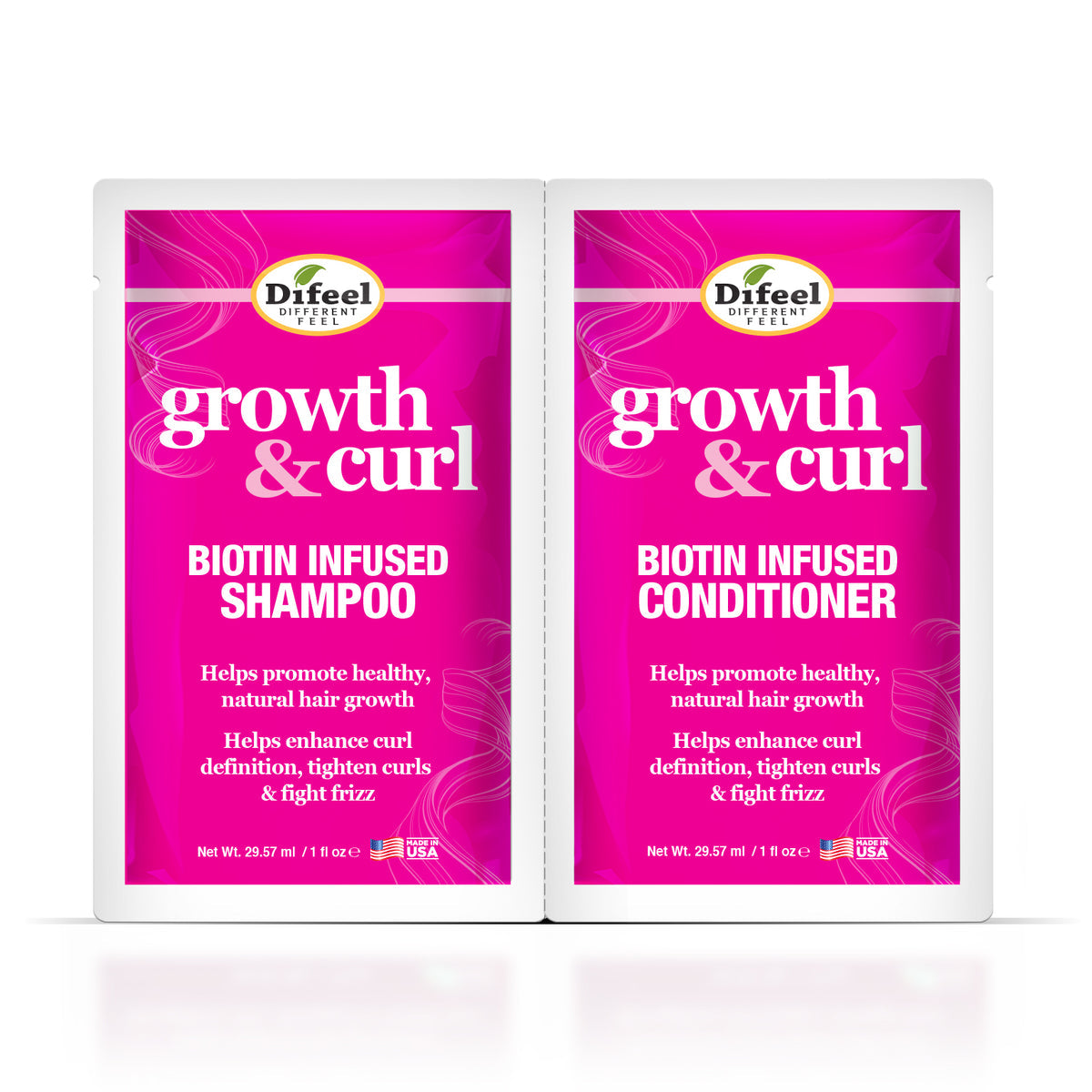 Difeel Biotin Infused Shampoo & Conditioner Combo Packette - Growth & Curl