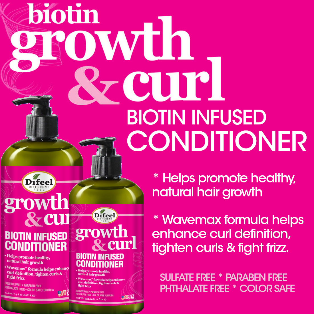 Difeel Biotin Infused Shampoo & Conditioner Combo Packette - Growth & Curl