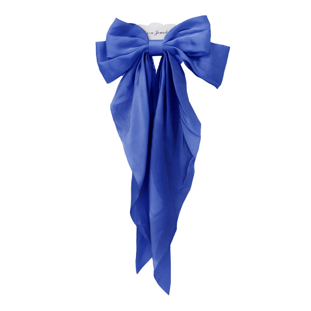 Long Tail Satin Hair Bow - Royal Blue