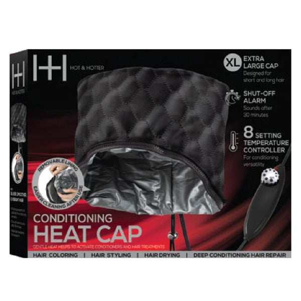 Hot & Hotter 3-In-1 Washable Conditioning Heat Cap Black #5757