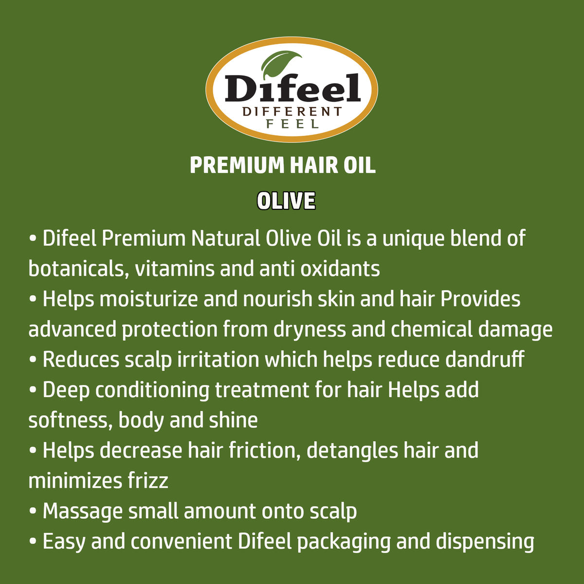 Difeel Premium Natural Hair Oil - Olive Oil