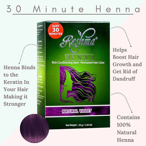 Reshma 30 Minute Henna Semi Permanent Hair Color - Natural Violet