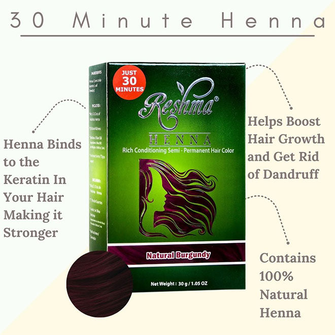 Reshma 30 Minute Henna Semi Permanent Hair Color - Natural Burgundy