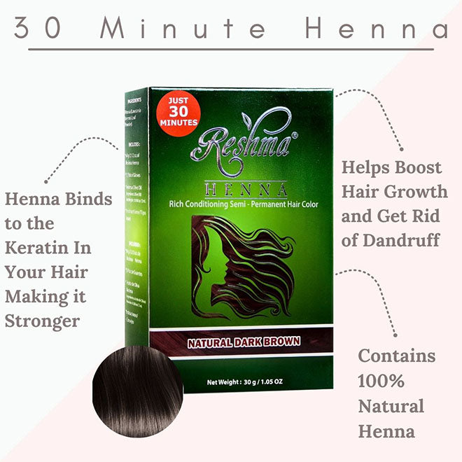 Reshma 30 Minute Henna Semi Permanent Hair Color - Natural Dark Brown