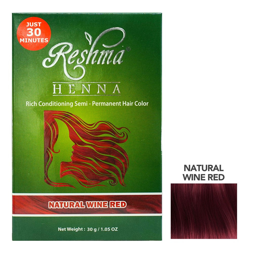 Reshma 30 Minute Henna Semi Permanent Hair Color - Natural Red Wine