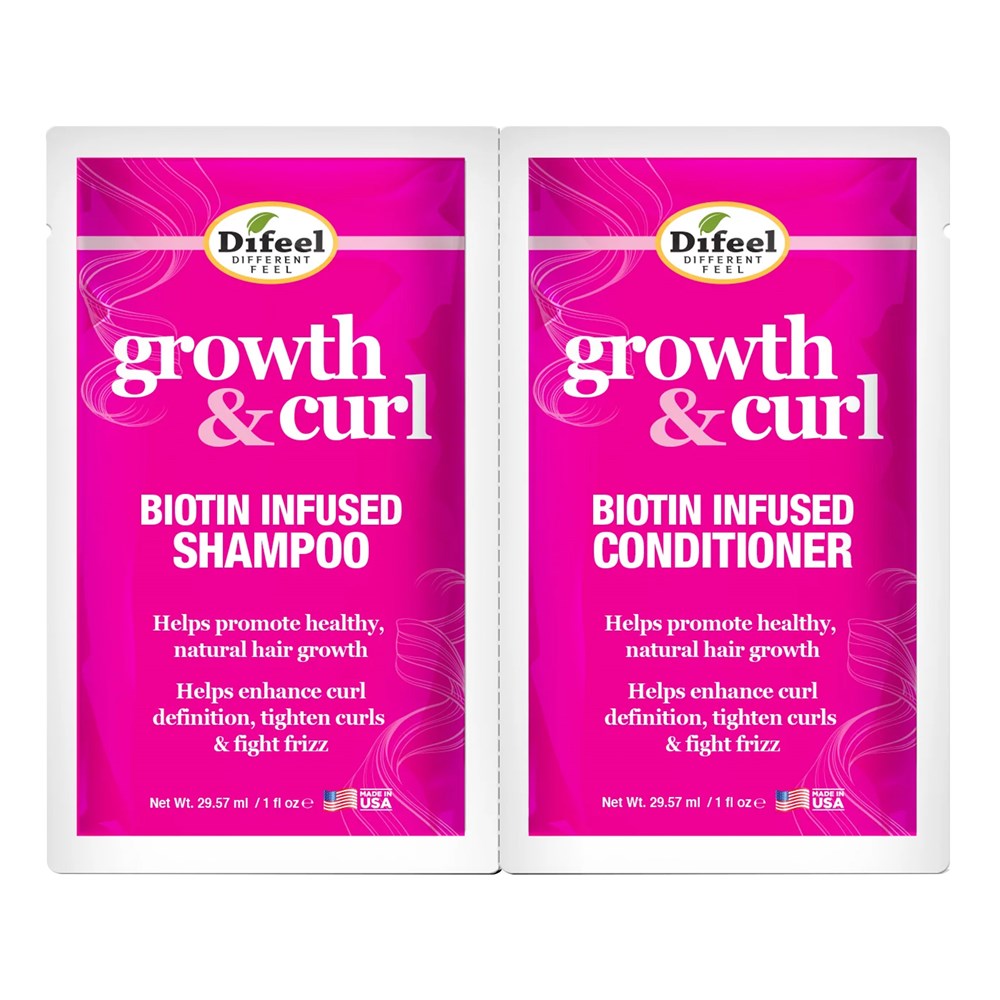 Difeel Biotin Infused Shampoo & Conditioner Combo Packette - Growth & Curl