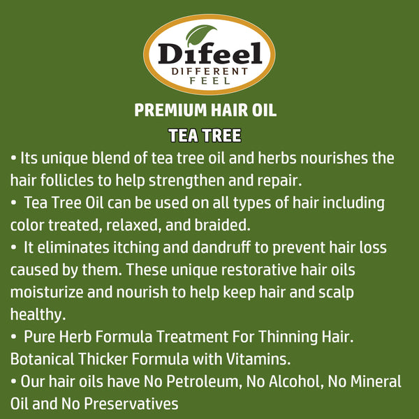 Difeel Premium Natural Hair Oil - Tea Tree Oil 7.78oz