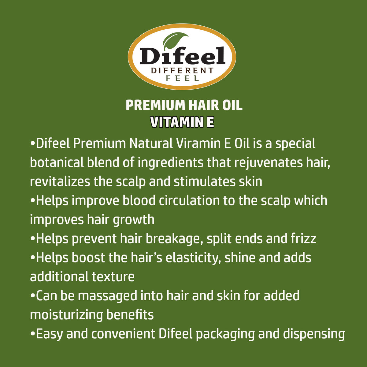 Difeel Premium Natural Hair Oil - Vitamin E Oil 7.78oz