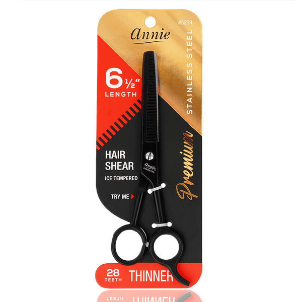 Annie 6 1/2" Premium Stainless Steel Thinning Hair Shears - Black #5234