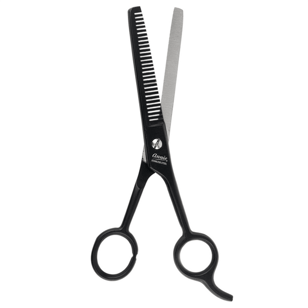 Annie 6 1/2" Premium Stainless Steel Thinning Hair Shears - Black #5234