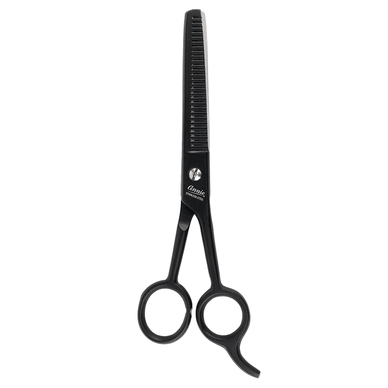 Annie 6 1/2" Premium Stainless Steel Thinning Hair Shears - Black #5234