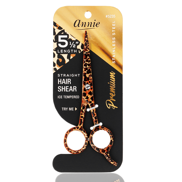 Annie 5 1/2" Premium  Straight Hair Shears - Leopard Pattern #5235