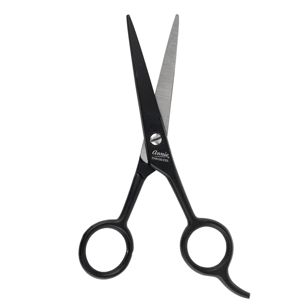 Annie 5 1/2" Premium Stainless Steel Straight Hair Shears - Black #5231