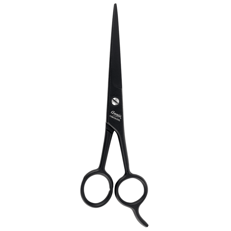 Annie 6 1/2" Premium Stainless Steel Straight Hair Shears - Black #5232