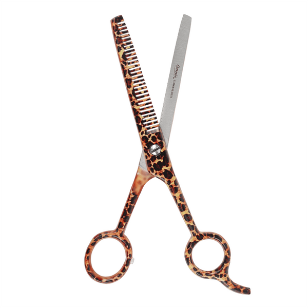 Annie 6 1/2" Premium Stainless Steel Thinning Hair Shears - Leopard Pattern #5238